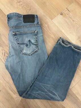 Ag Adriano Goldschmied Faded Blue Straight Jeans